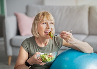 Woman eating a salad